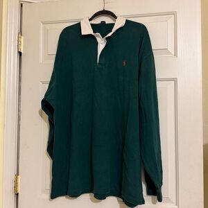 Vintage Polo by Ralph Lauren Classic Long Sleeve 1991 Rugby Shirt Pine Green XXL